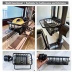 Sink Organizer Rack for Kitchen and Bathroom, 2025 New Stainless Steel Detachable Hanging Faucet Drain Rack with Drip Tray Faucet Sponge Holder for Bathroom, Scrubbers, Soap (Black, Left) - size: Left