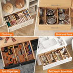 Lifewit 6" High 8 Pack Bamboo Drawer Dividers 45-55cm/17.5-22" Adjustable Wooden Drawer Organizer for Clothes/Utensils, Expandable Drawer Separator for Dresser/Kitchen/Bedroom/Office Organization - size: 6"H, 17.5-22"L