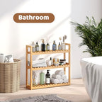 FILWH Bamboo Organizer Rack - Adjustable 3-Tier Storage Shelf, Wall Mounted or Over The Toilet, Living Room, Kitchen (Natural) - color: Natural