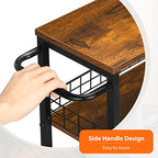 YBING Slim Storage Cart 4 Tier Narrow Kitchen Rolling Cart with Wooden Tabletop Mobile Utility Stand on Wheels for Bathroom Laundry Narrow Places Rustic Brown 16.5''L X 7.3''W X 34.6''H - color: Browm