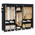 CASAMAYA Portable Closet, 77.6 Inch Extra Large Capacity Wardrobe Closet with Cover, Clothes Storage Organizer with Shelves and 3 Hanging Rods, Easy to Assembly, Black PCT223B01 - size: 77.6"L x 17.7"W x 70.9"H