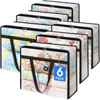 TasticTotes 6 Pack Clear Storage Bags for Comforter, Clothes & Bedding, Plastic Blanket Storage with Zipper and Handle, Moving Bags, Closet Organizer and Under-Bed Storage (60L) - size: 60L