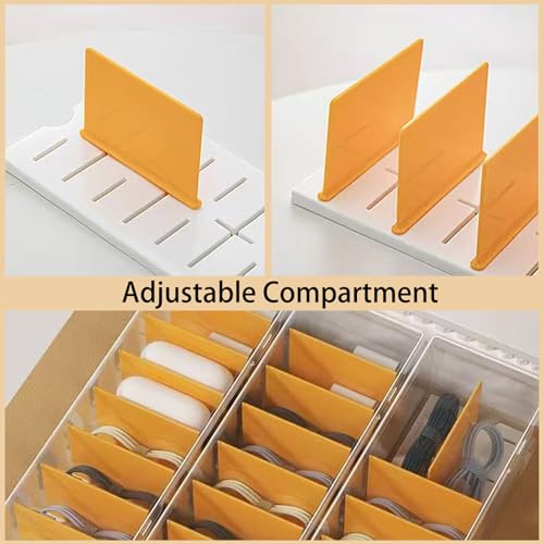 2 Pack Clear Cable Organizer Box with Lid, Plastic Charger Cable Cord Storage Organizer, Stackable Office Desk Organizers, Multifunctional Accessories Storage Box Fit in Home Drawer - color: 2 pack Clear Cable Organizer Box