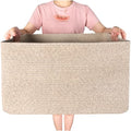 MINTWOOD Design 22in Extra Large Blanket Basket Holder Living Room, Rectangle Rope Woven Storage Basket with Handles for Laundry, Pool Towels, and Shoes, Dog Toy Organizer Bin Box, Oatmeal Brown - color: Oatmeal Brown