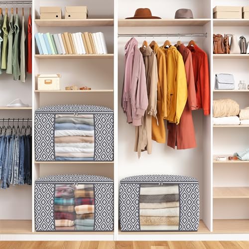 StorageTastic Direct 100L, 3 Pack, Storage Containers, Large Clothes Storage Bins Foldable Organization and Storage Bags with Reinforced Handle, Clear Window for Bedding, Blankets, Clothing, Grey - color: Grey, size: 3 x 100L