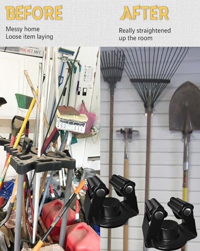 Mop Holder Magnetic, Black Steel Broom Hanger Magnetic Holder for Garden Tool, Rack Rake, Shovel Handle, Garage, Kitchen, Laundry Tools Organizer - No Drilling - 4 PCS/Gray… - size: 4 pack-Grey