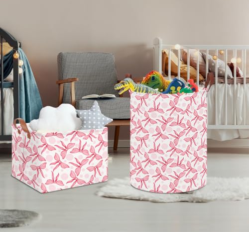 NTAOHAMPER Laundry Hamper,Laundry Basket,Baby Nursery Hamper,Waterproof Storage Bin,Clothes Organizer Basket,Room Decor(Pink Bowknot) - color: Pink Bowknot