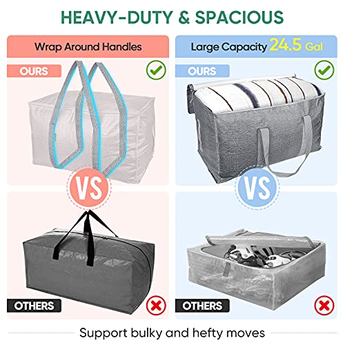 BALEINE 2-Pack Oversized Moving Bags with Reinforced Handles, Heavy-Duty Storage Tote for Clothes, Moving Supplies (Winter Grey, 2-Pack) - color: Winter Gray, size: 2-Pack