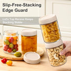NETANY 6-pack 16oz Glass jars with Airtight Lids, Overnight Oats Containers with Lids, Wide mouth Mason Salad jars, Glass Food Storage Containers for Snacks Yogurt Spice Sugar-Beige - color: Beige-6pack-16oz