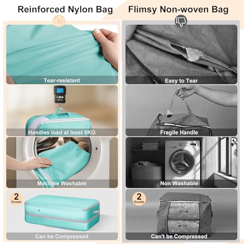 Comforter Storage Bag - Large Capacity Bedding Storage Bags Ultra Space Saving Self Compression Organizer, Washable Compression Bags for Storage Comforter Blanket Duvet Pillow, 2-Pack, Blue - color: Blue, size: 2 Packs