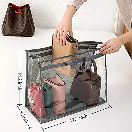 fazhongfa 6PCS Dust Bags for Handbags Clear Purse Storage Organizer Non-Woven Hanging Bag Closet with Zipper and Handle (XL Light Grey) - color: Light Grey