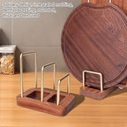 Chopping Board Rack with Wood Base Multi Layer Lid Holder Baking Pan Storage Organiser Cabinet Accessory for Home Kitchen - size: 16.6*10*15.4cm