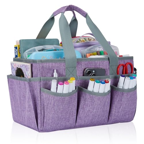 Craft Tote Bag, Art Organizer,Cleaning Supply Caddy, Carrying Bag with Handle for Multi-Purpose, Organizer Caddy for Pets (Purple) - color: Purple