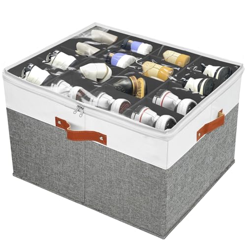 Shoe Storage Organizer for Closet,Stackable Shoe Storage Box for Entryway,Cube Storage Cabinet,Organizador De Zapato,Folding House Container with Clear Cover,Portable Holder Shoe Rack(Grey) - color: Grey