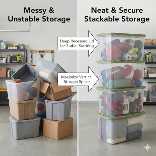 2 Pack 120 Quart Clear Container,Extra Large Plastic Storage Bin with Lid,Stackable Organizer Bins,for Closet, Bedroom, Shelving Units and Everyday Home Storage