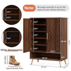 Tribesigns 6-Tier Shoe Cabinet with Doors, Wooden Shoe Storage Cabinet with Adjustable Shelves for Entryway, Hallway, Bedroom (Walnut)