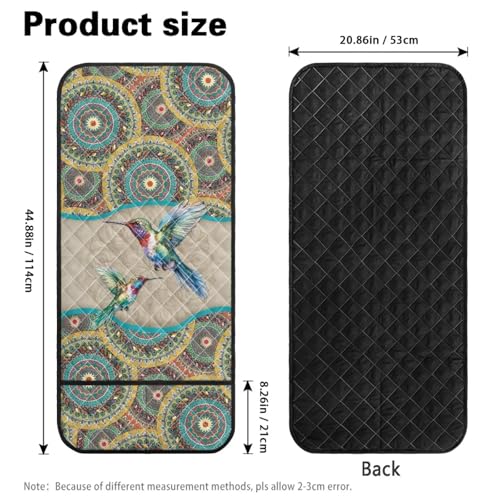 Boho Mandala Hummingbird Print Couch Arm Rest Cover Anti-Slip Furniture Protectors for Pet Cat Dog, Stain Resistant Arm Covers for Sofa with 2 Pockets Modern Home Decor - color: Boho Mandala Hummingbird