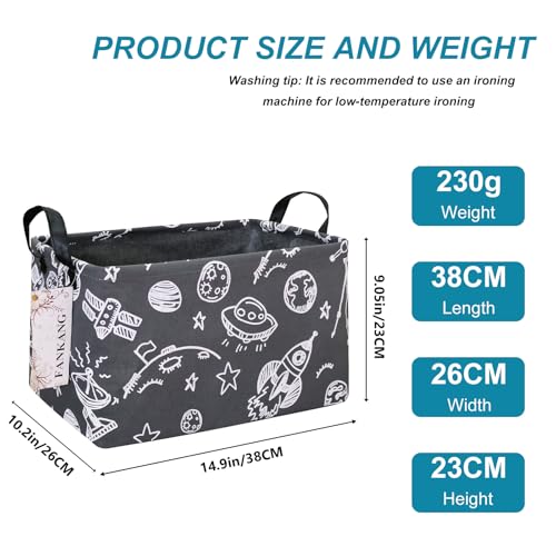 FANKANG Storage Basket,Nursery Hamper Canvas Laundry Basket Foldable with Waterproof PE Coating Storage, Office, Bedroom, Clothes,Toys (Rec-Space Planet) - color: FK-Rec-Space Planet