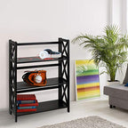 Casual Home Montego 3-Shelf Folding Bookcase, Black - color: Black, size: 3-Shelf Stackable