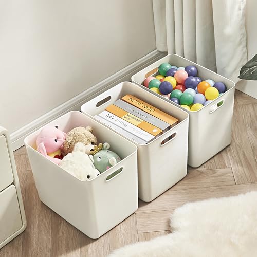 6 pack large plastic White storage bins with Lids, Toy Box Chest with Handle，Organizer Containers Baskets for Baby,Nursery，Shelves，Playroom, Bedroom，Office,Closet，home (White, 6XL) - color: White, size: 6XL