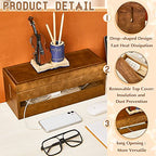Hoteam 48 Pcs Wooden Cable Management Box Cable Organizer Box Set Power Strip Holder Cord Hider Clip Adhesive Management Ties Cord Sleeves for Desktop Home Office(Brown,Large)