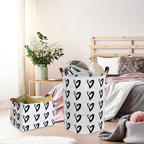 CLOCOR Large Laundry Basket,Waterproof Nursery Hamper,Collapsible Fabric Storage Container,Room Decor,Gift Basket（Black Heart - color: Black Heart