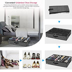 Onlyeasy Sturdy Under Bed Shoe Storage Organizer, Set of 2, Fit 12 to 24 Pairs, Underbed Shoes Closet Storage Solution with Clear Window, Breathable, L29.3 x W23.6 x H5.9, Linen-like Black, MXAUBSB2P - color: 2 Shoes (12+12 Cells) Linen-like Black