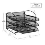 Mind Reader 3-Tier Paper Tray, File Storage, Desktop Organizer, Wall Mountable, File Organization, Metal Mesh, Black - style: 3-Tier