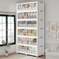 240Gal/960QT 6-Tiers Extra Large Stackable Storage Bins with Lid, Collapsible Cabinet Closet Organizer Plastic Container Box with Wheels Doors Drawers for Living Room Kitchen Office, White - size: 40Gal, style: 6Pack