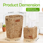 Handwoven Water Hyacinth Decorative Basket, Small Bathroom Trash Can 10L, Open-Top Woven Organizer for Bathroom, Bedroom & Living Room, Natural Fiber, 11 Inch - size: 11 Inch (28 cm), style: Bathroom Trash Can