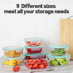 HOMBERKING 24pc Glass Food Storage Containers with Lids, Glass Meal Prep Containers, Airtight Bento Boxes, BPA Free & Leak Proof, Pantry Kitchen Storage(12 lids & 12 Containers) - Blue - color: Blue