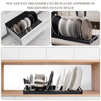 Expandable Pot and Pan Organizer Rack with 7 Stainless Steel Adjustable Shelves, for Neatly Storing Cookware, Pots, Pans, Lid (Style 1) - color: Black（Style 1）