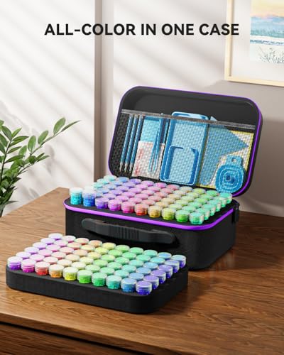 ARTDOT 120 Slots Storage Container for Diamond Art Kits for Adults,Portable Bead Storage Boxes for Diamond Painting Accessories and Tools - color: Black, size: Large