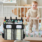 Accmor Changing Table Diaper Organizer, Hanging Diaper Caddy Organizer Stacker for Cribs Changing Table Playard Wall Baby Essentials Storage, Black - style: Double Enlarged-Black