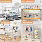 Freebat Clear Acrylic Display Case for Collectibles - 3-Tier Adjustable Figure Display with Magnetic Door & Removable Shelves,Stackable Dispaly box for Figures - 2 Pack - size: 2pack