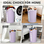 A large 90 liter laundry basket that can be folded for easy carrying. Suitable for bathrooms, laundry rooms, and travel (Purple) - color: Purple