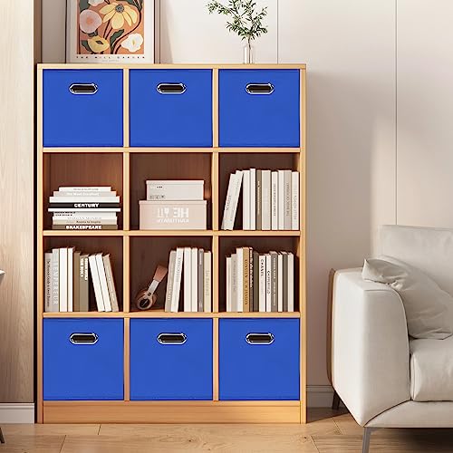Black Foldable Storage Cubes Bins , Fabric Storage Box Cubes Organizer Baskets with Dual Handles for Home Organizer (Dark Blue) - color: Dark Blue, size: 1 Pack
