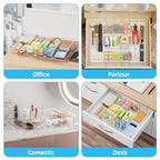 Marbrasse Acrylic Expandable Drawer Organizer, Clear Desk Drawer Organizer Tray with 5 Dividers, Desk Organizers and Accessories, 10 Adjustable Compartments for Office Supplies, Makeup & Vanity