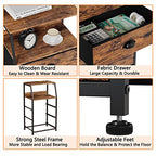 Furnulem Nightstand with 3 Drawers and 2-Tier Shelf, Fabric Small Dresser Organizer Vertical Storage Tower for Bedroom, Closet, Hallway, Nursery, End Table Side Furniture, Sturdy Steel Frame, Wood Top - color: Rustic Brown, style: 3 Drawers
