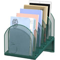 5-Section Desk File Organizer, Metal Mesh Folder Organizer for Documents, Mail & Office Papers (Green) - color: Green