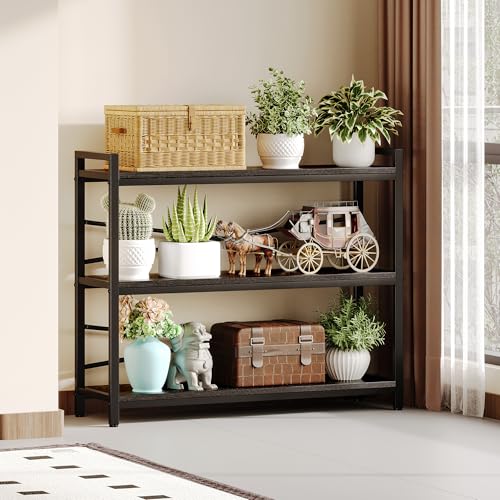 3 Tier Bookshelf 39.37" Width, Dorm Desk Hutch, Desk Shelf, Long Industrial Bookcase, Wooden Large Book Shelf for School Home Living Room Bedroom Office Storage(Black) - color: Black, size: 3 Tier - 39.4" W