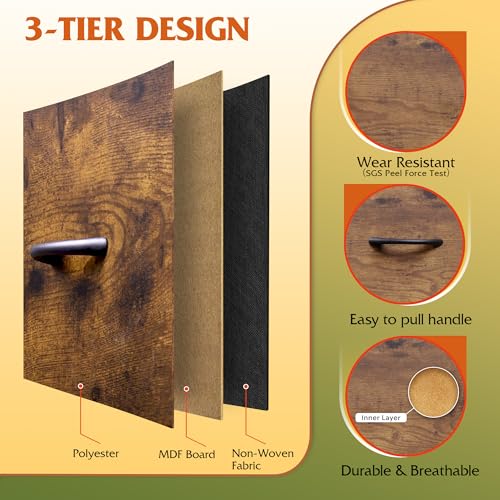 WLIVE Fabric Dresser for Bedroom with Open Shelves, Tall Dresser with 8 Drawers, Storage Tower with Fabric Bins, Chest of Drawers for Closet, Hallway, Rustic Brown Wood Grain Print - color: Rustic Brown Wood Grain Print, style: Raised Shelves