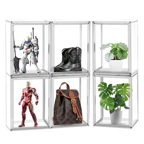 X-Large Acrylic Display Case Size 14 Sneaker Shoe Box with Magnetic Lid, Stackable Purse Organizer Handbag Storage Clear Figure Case Large Collectibles Showcase, Protection Organizer, 1 Pack - color: Clear, size: X-Large
