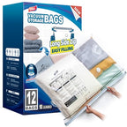 TAILI 12 Pack Vacuum Storage Bags, LONG SIDE ZIP (39x28 inch) Vacuum Seal Bags for Clothing, Jumbo Storage Space Saver for Beddings, Comforters, Blanket, Pillows and Clothes - size: 12 Jumbo