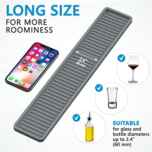 ZAPPOWARE Kitchen Sink Narrow Silicone Holder Tray 17.7"x3.1", Vanity & Bathroom Organizer, Gray - color: Gray, size: 17.7" x 3.1" x 0.4"