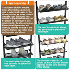BUKFEN 6 Tier Adjustable Heavy Duty Metal Shoe Rack, Door Hanging and Wall Mount Organizer for Closet, Bedroom, Entryway, Laundry, Apartment, Small Spaces, Space Saving Solution for Busy Homes