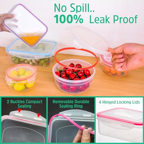 RockBerry 46 PCS Food Storage Containers with Lids Airtight- Plastic Container for Pantry Kitchen Organization-Microwave Dishwasher,Freezer Safe 100% Leak Proof (23 Stackable Boxes-23 Lids) - color: 46Pcs