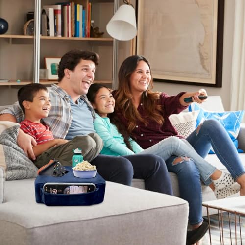 Couch Bed Cup Holder Pillow, Nisdoing 5 Hole Couch Drink Holder! Keep Drinks Hand Side and KeepTemp, Prevent Spills and Use Anywhere. Cup Holder for Couch, Bed,Camping,RV,Car,Beach. Navy Blue - color: Navy blue