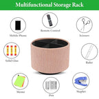 Round Leather Art Supply Organizer,Remote Control Holder,360 Degree Spinning,Multi-Functional Pencil Holder,4 Compartments Desktop Stationary Organizer(1-Wood Apricot) - color: 1-Wood Apricot