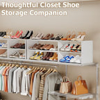 X-cosrack Long White 11.02″Shoe Rack for Closets, Stackable and Expandable Shoe Organizer, Suitable for Entryways, Garages, Storage Shelves Made of MDF, Oxford Cloth and Iron - size: 1 Pack 2 Tier Long